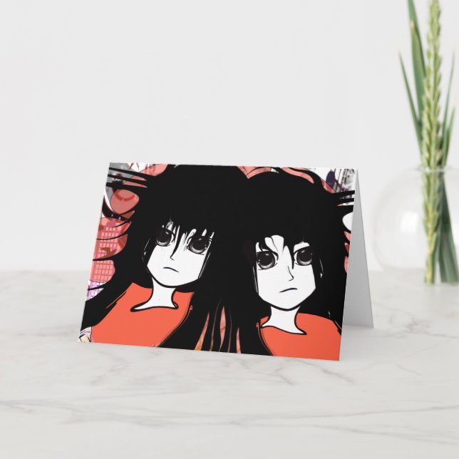 Anime Twins Feiertagskarte (Vorderseite)