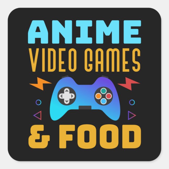 Anime, Video Games & Food | Lovely Design Quadratischer Aufkleber (Vorderseite)