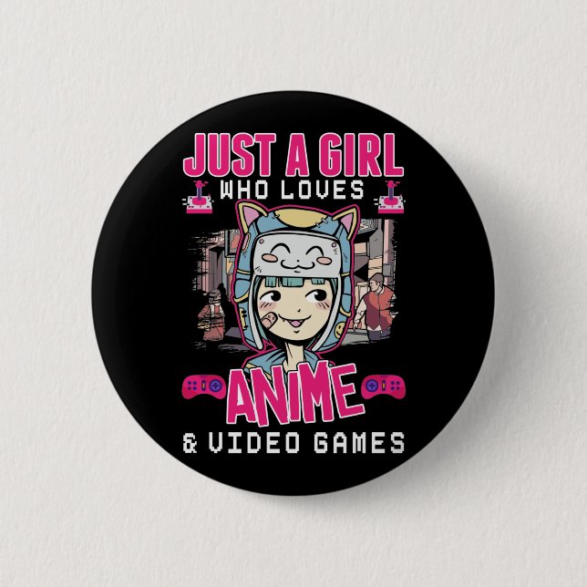 Anime Video Games Girl Otaku Teen Japanischen Gami Button (Vorderseite)
