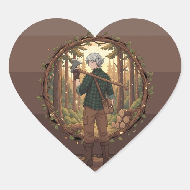 Anime-Waldhüter Herz-Aufkleber (Vorderseite)