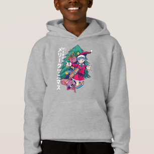 Anime-Weihnachtspullover - Glückliches Mädchen mit Hoodie