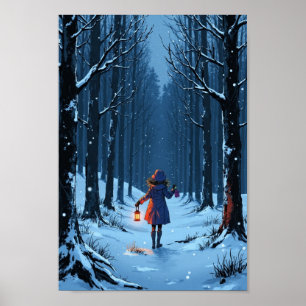 Anime-Winterlaterne-Schneewandkunst Poster