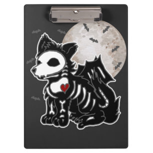 Anime Wolf Emo Gothic Edgy Skelett Halloween Hund Klemmbrett