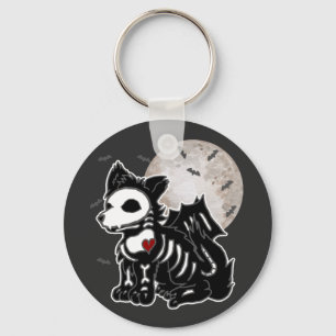 Anime Wolf Emo Gothic Edgy Skelett Halloween Hund Schlüsselanhänger