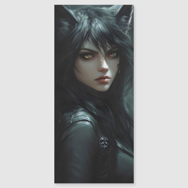 Anime Wolf Girl Magnetkarte (Vorderseite)