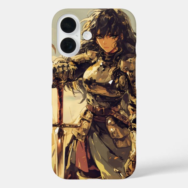 Anime Woman Knight Fantasy iPhone 16 Hülle (Rückseite)
