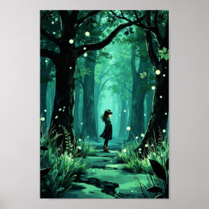 Anime-Zauberwald-Geist-Wandkunst Poster