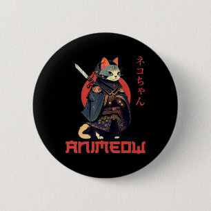 ANIMEOW Fun Niedlich Samurai Kawaii Cat Ninja Kost Button
