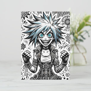 Animes Comic fröhliche Kunst Original blu_eyes bla Ankündigung