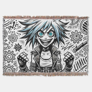 Animes Comic fröhliche Kunst Original blu_eyes bla Decke