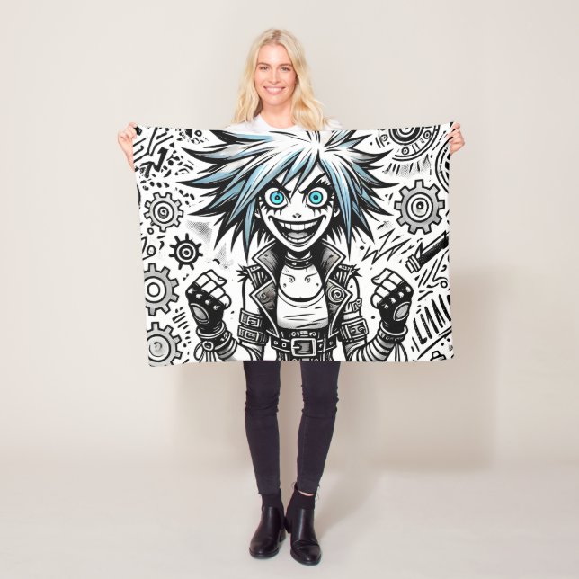 Animes Comic fröhliche Kunst Original blu_eyes bla Fleecedecke (Beispiel)