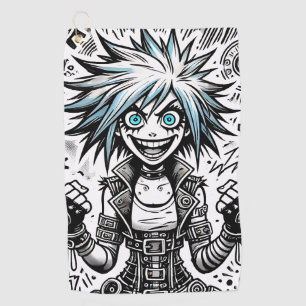 Animes Comic fröhliche Kunst Original blu_eyes bla Golfhandtuch