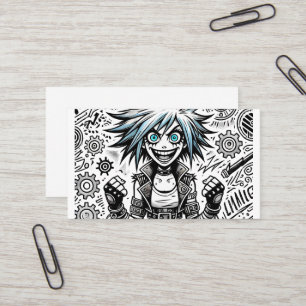 Animes Comic fröhliche Kunst Original blu_eyes bla Visitenkarte