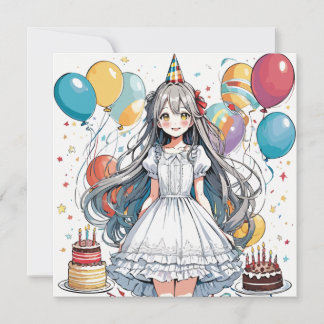 Animes Mädchen Geburtstag Personalisiert Benutzerd Einladung