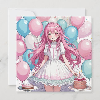 Animes Mädchen Geburtstag Personalisiert Benutzerd Einladung