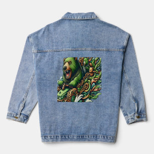 Animierte Bären fahren mit einem grünen Auto Jeansjacke