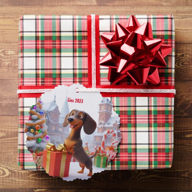 Animierte Dackel Welpe Personalisiert Ornament Karte (Insitu (Geschenk))