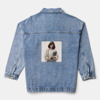 Animierte gedruckte Denim Jacket Jeansjacke