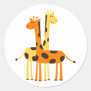 Animierte Giraffen Klassischer Rundaufkleber Runder Aufkleber