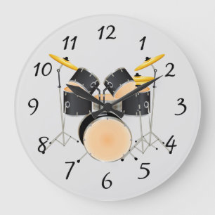 Animierte Trommel-Set-Rund-Uhr Große Wanduhr