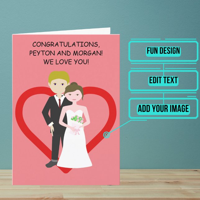 Animierter Blond Couple Wedday Herzlichen Glückwun Karte (Send your love and congratulations with a modern and unique twist.)