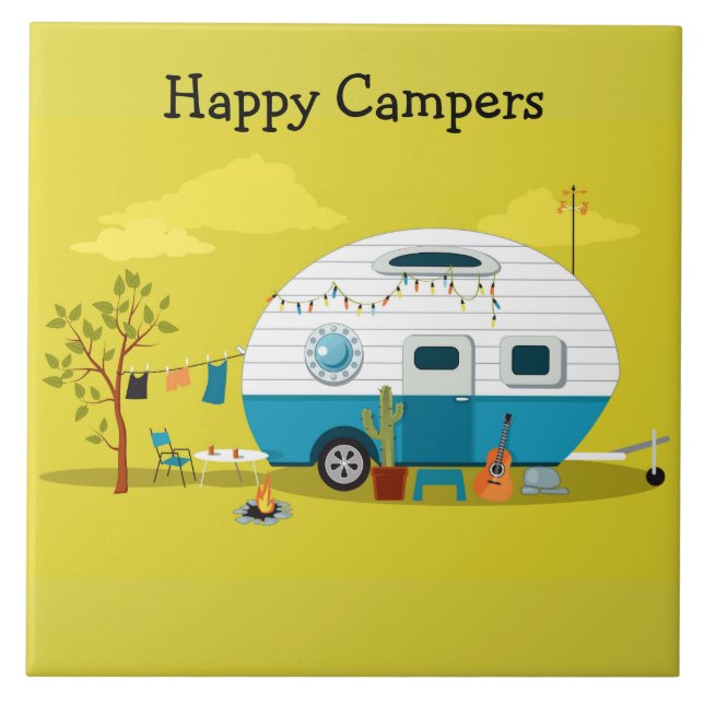 Animierter Campers-Anhänger Fliese (Vorderseite)
