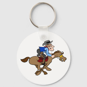 Animierter Cartoon Runs Cowboy hält sich fest Schlüsselanhänger