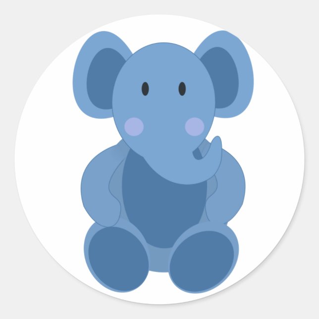 Animierter Elefant Runder Aufkleber (Vorderseite)