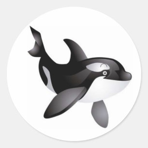 Animierter Orca-Whale-Rundstock Runder Aufkleber