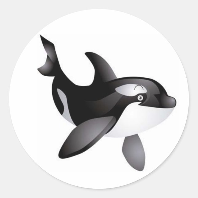 Animierter Orca-Whale-Rundstock Runder Aufkleber (Vorderseite)