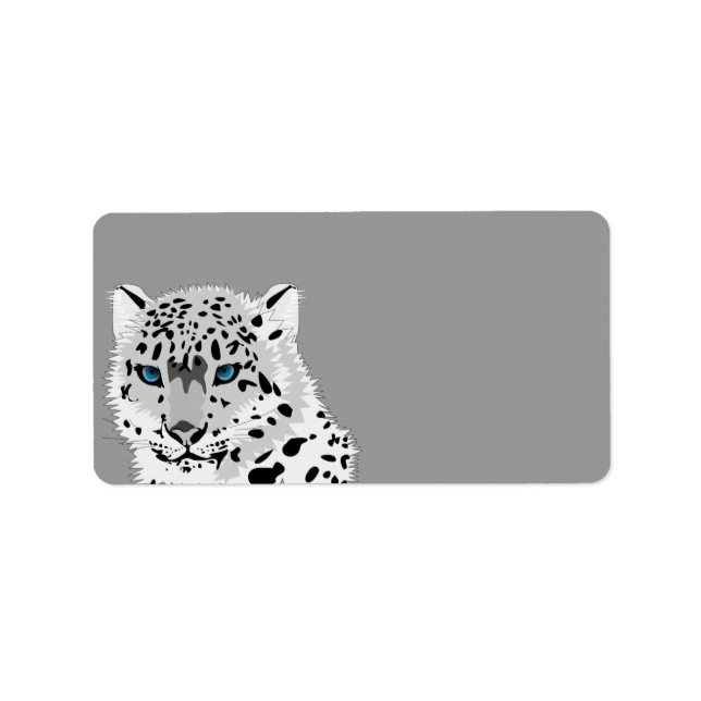 Animierter Schneeleopard Adressaufkleber (Vorne)