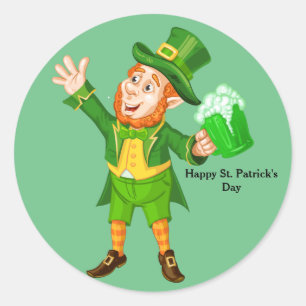 Animierter St. Patrick's Day Leprechaun Runder Aufkleber