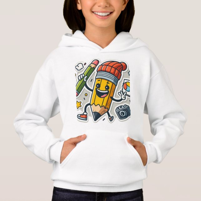 Animierter Stiftzeichen - spielerische Kunst Hoodie (Vorderseite)