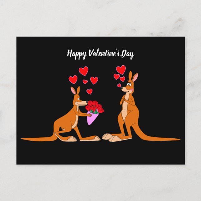 Animierter Valentinstag Kangaroos Postkarte (Vorderseite)