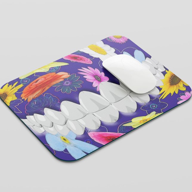 Animierter White Teeth Smile Dentist Mousepad (Dental art)