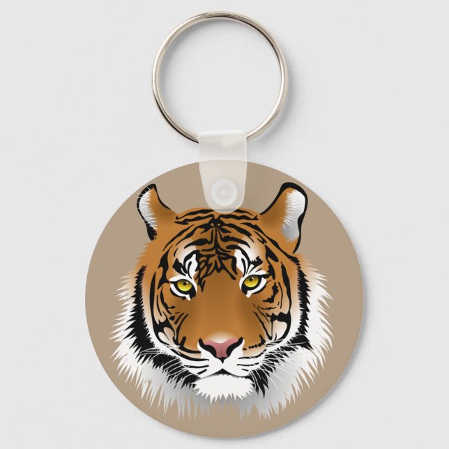 Animiertes Tigergesicht Schlüsselanhänger (Vorderseite)