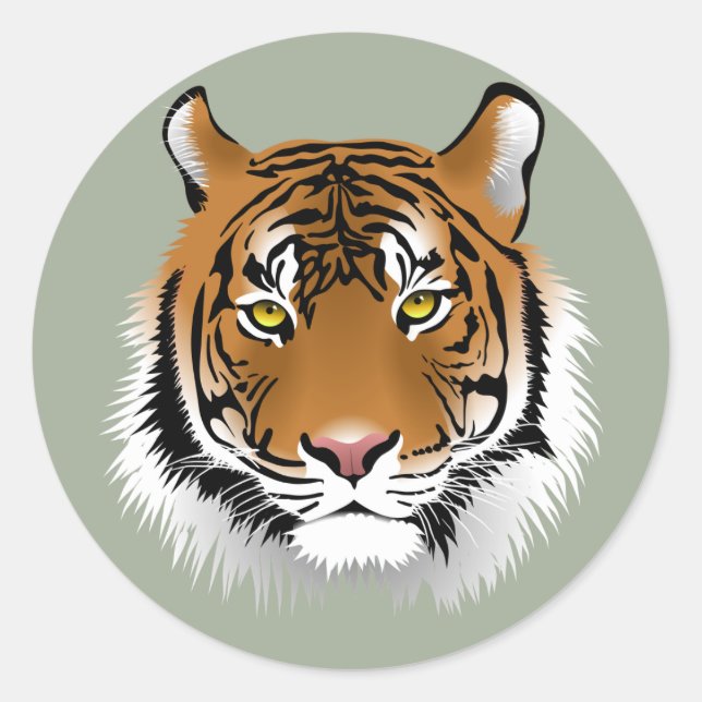 Animiertes Tigers-Gesicht Runder Aufkleber (Vorderseite)