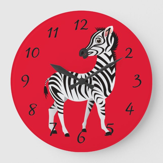 Animiertes Zebra Profile Poster Große Wanduhr (Vorderseite)