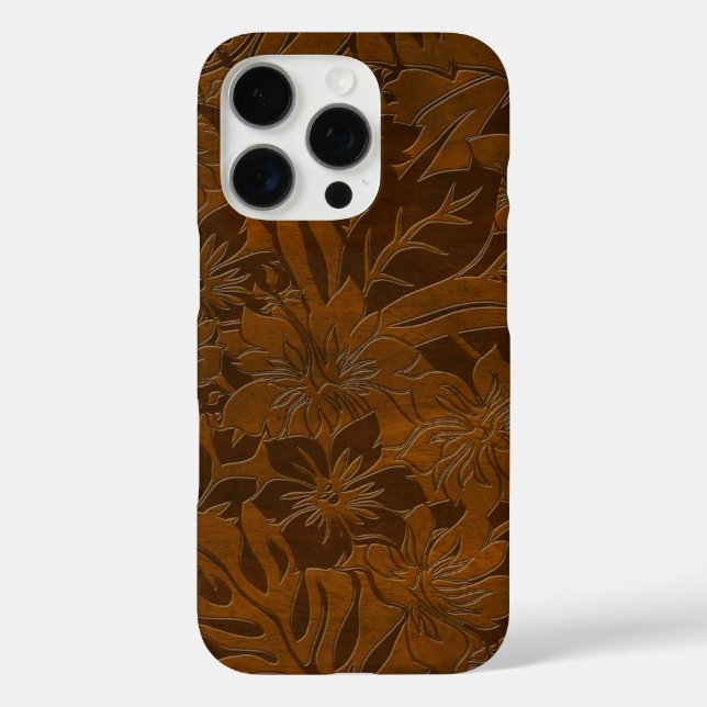 Anini Beach Imitats Wood Hawaiian Koa iPhone 16 Pro Hülle (Rückseite)