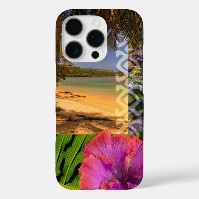 Anini Beach, Kauai Hawaiian Collage  iPhone 16 Pro Hülle (Rückseite)
