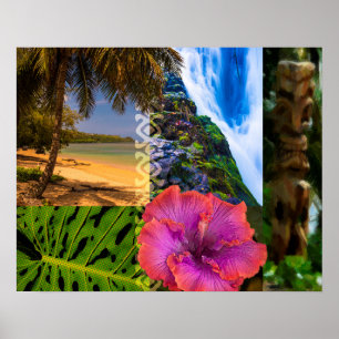 Anini Strand, Kauai-Hawaiianer-Collage Poster