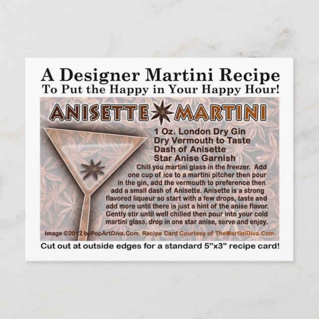 Anisette Martini Rezept Postkarte (Vorderseite)
