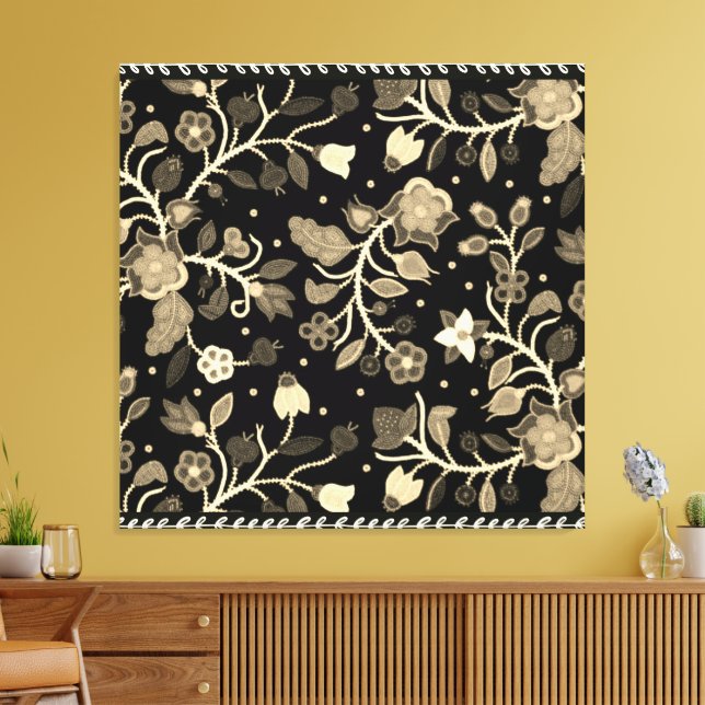 Anishinaabe Floral Beaded Applique Art Leinwanddruck (Insitu (Wohnzimmer))
