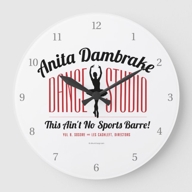 Anita Dambremse Dance Studio Large Clock Große Wanduhr (Vorderseite)
