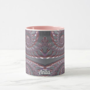 ANITA ~ GLOSSY 3D Zany Pink Silver ~ Tasse