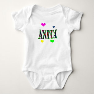 Anita, Name Logo mit Liebe Herz, Baby Bodysuit Strampler