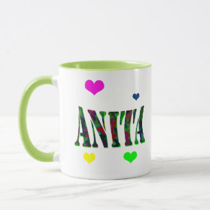 Anita, Namenslogo mit Liebe-Herzen, Tasse