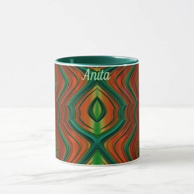 ANITA ~ Zany 3D ~ Green Red Yellow Christmas Tasse (Zentrum)
