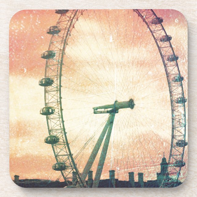 Anitiqued London Auge am Sonnenaufgang Untersetzer (Vorderseite)