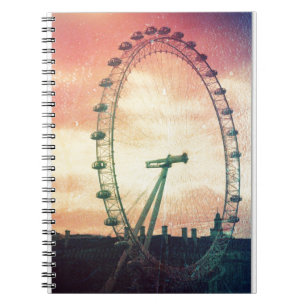 Anitiqued London Eye bei Sunrise Notizblock